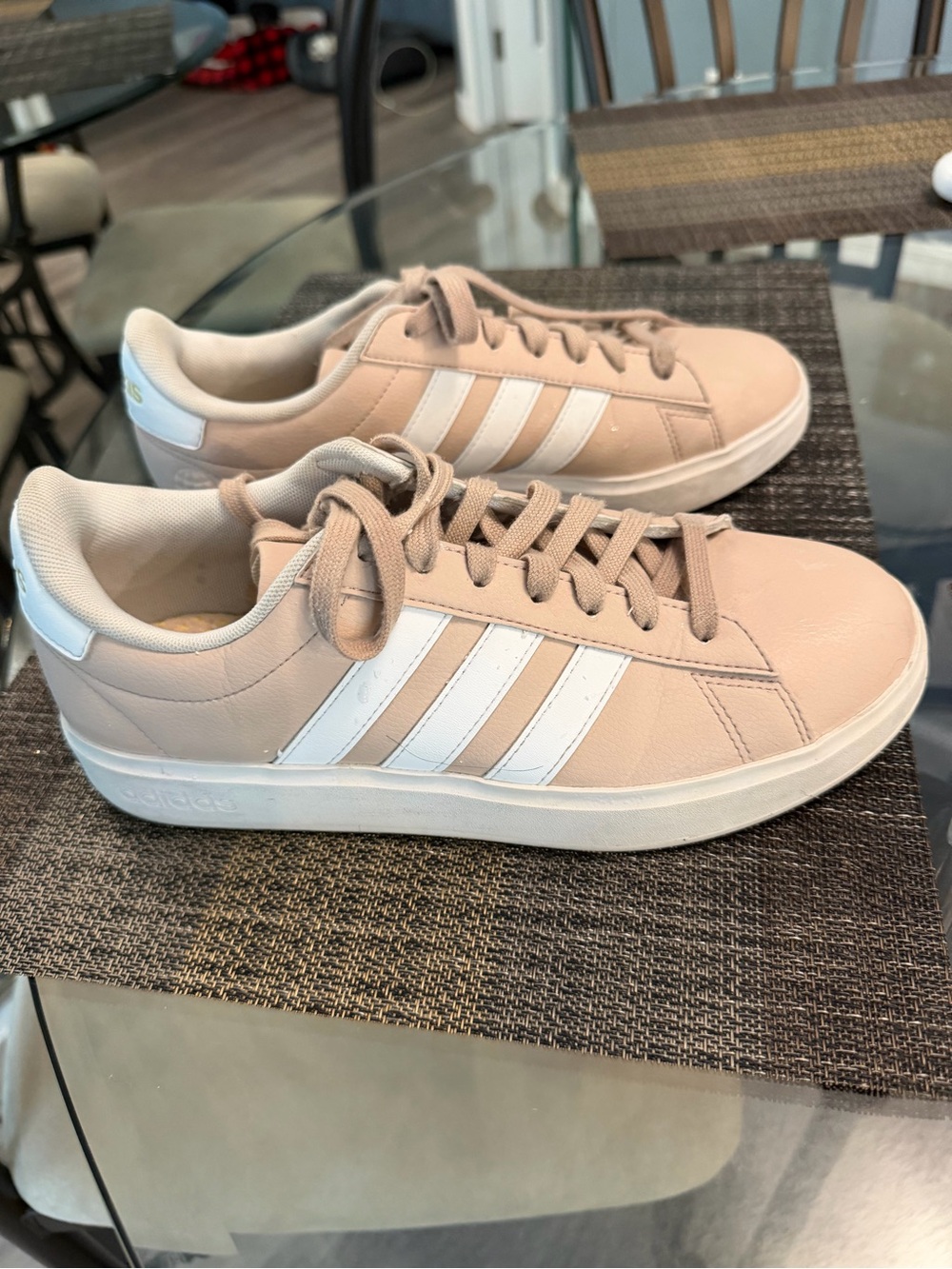 adidas Women's Blush Pink Low-Top Sneakers with White Stripes - Picture 2 of 6